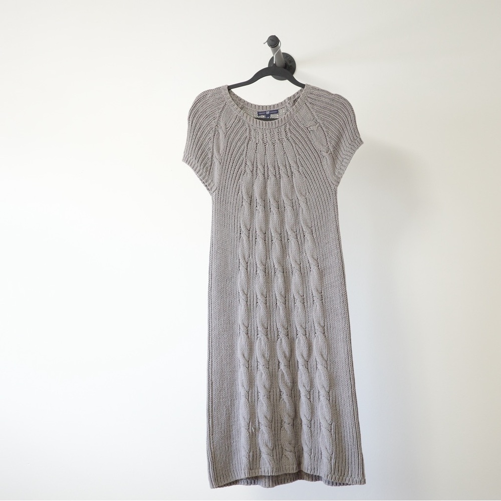 GAP Knitted Grey Cap Sleeve Midi Dress Size US L